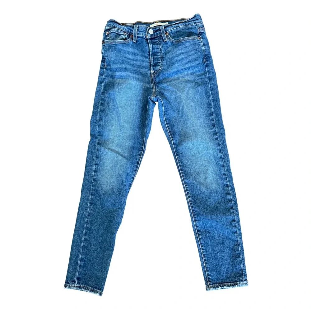 Levis Wedgie Skinny Jeans‎ Womens W28 Blue High Rise Button Fly Denim Classic